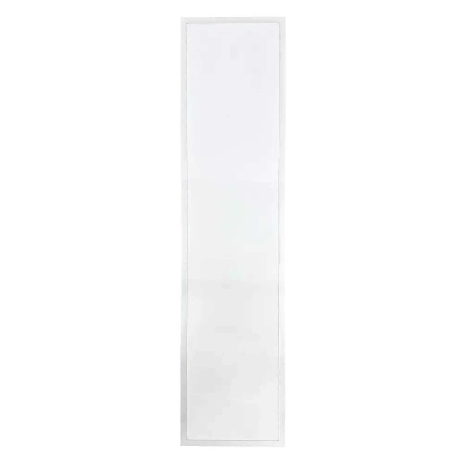 White rectangular LED panel light with slim frame against white background.