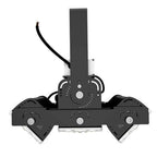 Top-down view of 240W LED flood light with central vertical mounting pole, symmetrical wing-shaped base with three control kn