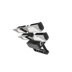 Adjustable dual-head LED flood light with gray aluminum housing and black mounting bracket, shown against white background.