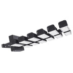 High-powered LED flood light fixture with multiple adjustable heads mounted on black frame, product photo on white background
