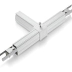 White LED linear suspended light fixture with connector joint, showing 150cm length and power cord connections.