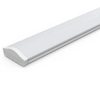 White rectangular LED ceiling light fixture with rounded edges, shown at an angle against white background.