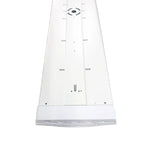 Top-down view of white rectangular LED ceiling light panel with eye symbol and adjustment markings.