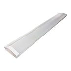 Long rectangular white LED ceiling light fixture with diffuser panel on neutral background.