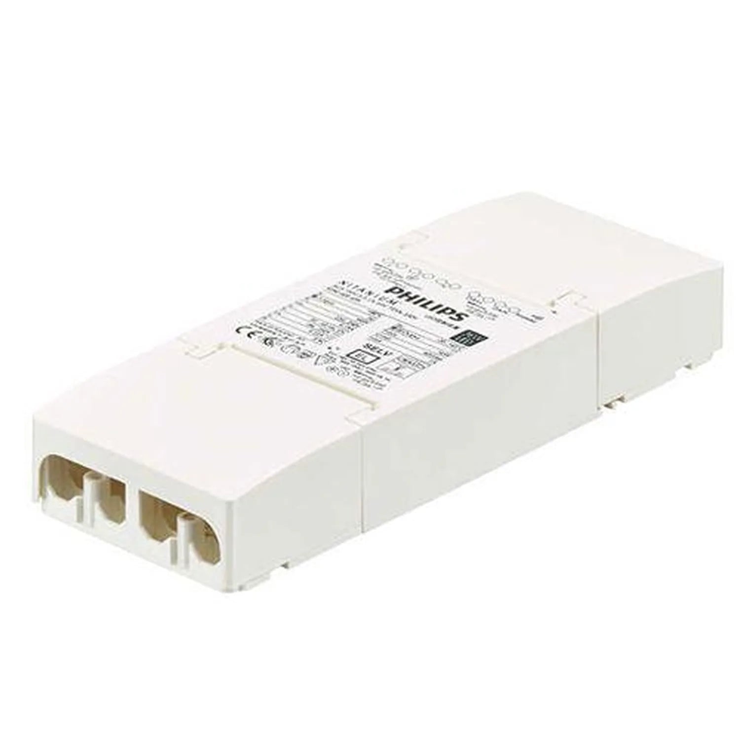 Philips LED DALI dimmable driver, white rectangular unit with terminal connectors on front and technical label on top.