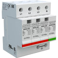 Citel DS440 AC surge protector module mounted on DIN rail with three DS40-320 cartridges for L1, L2, L3 phases and one DS40G-