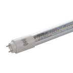 White T8 LED tube light with motion sensor symbol on end cap, showing dense array of LED bulbs inside clear tube.