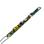 LED tube driver circuit board with transformers, capacitors, and power components on green PCB with input wires.