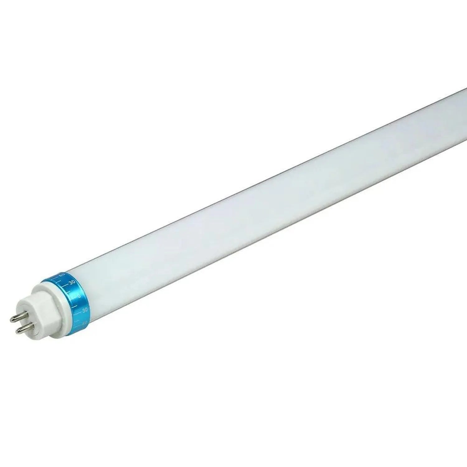 T5 LED tube light with white frosted glass and blue connector ring, shown against white background.