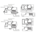 Photocell Advance daylight sensor technical schematic showing isometric and dimensional views with antenna module, Bluetooth 