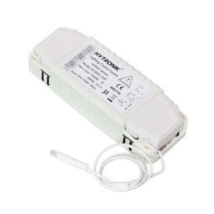 White rectangular microwave sensor device with label and attached white cable, product alone against white background.