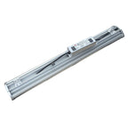 150W LED linear high bay fixture, 90cm length, with aluminum housing and electronic ballast mounted on top, angled view again