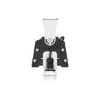 Top-down view of LED linear high bay light fixture showing white lamp head mounted on black angular bracket with four silver 