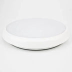 White round LED ceiling light with recessed design, shown against light background.