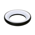 LED Uranus round suspended ceiling pendant with black outer rim and white inner diffuser, viewed from above.