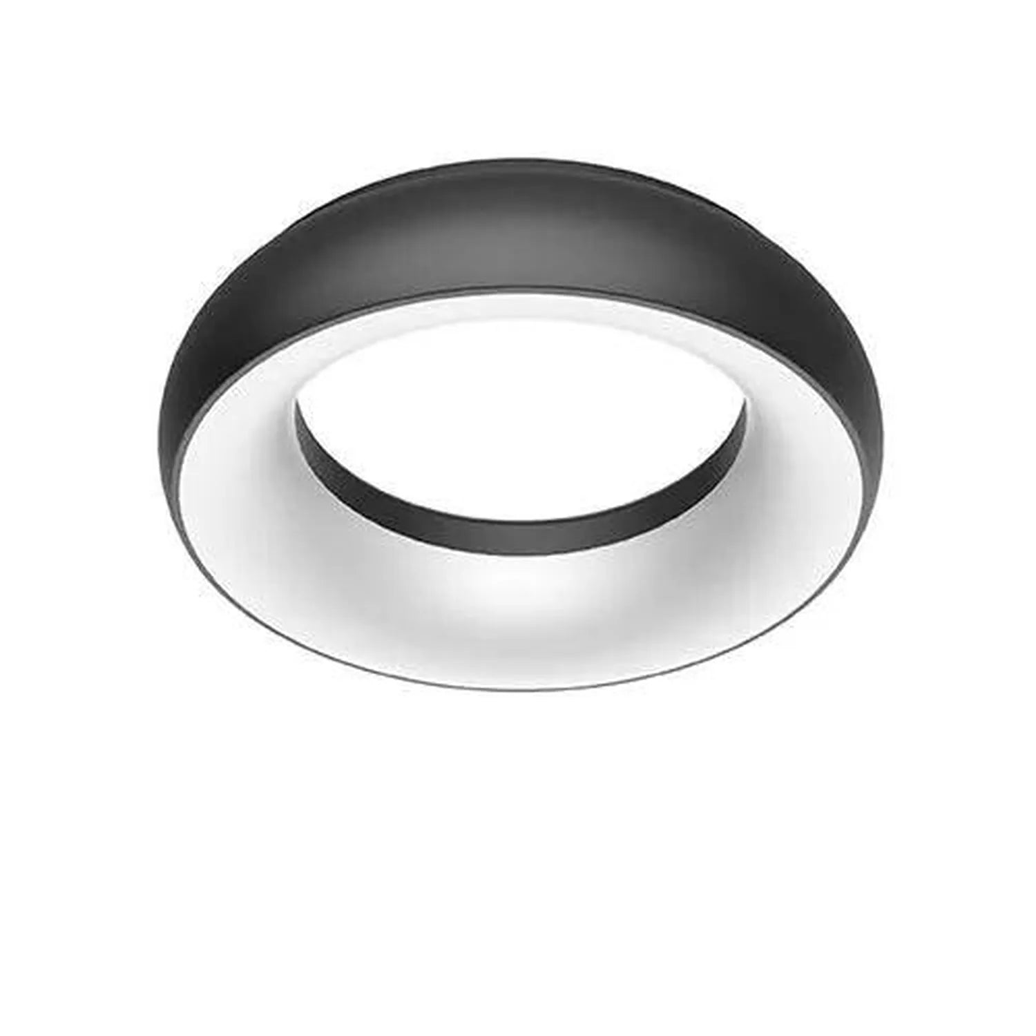 LED Uranus round suspended ceiling pendant with grey outer ring and white inner diffuser, product shot on white background.