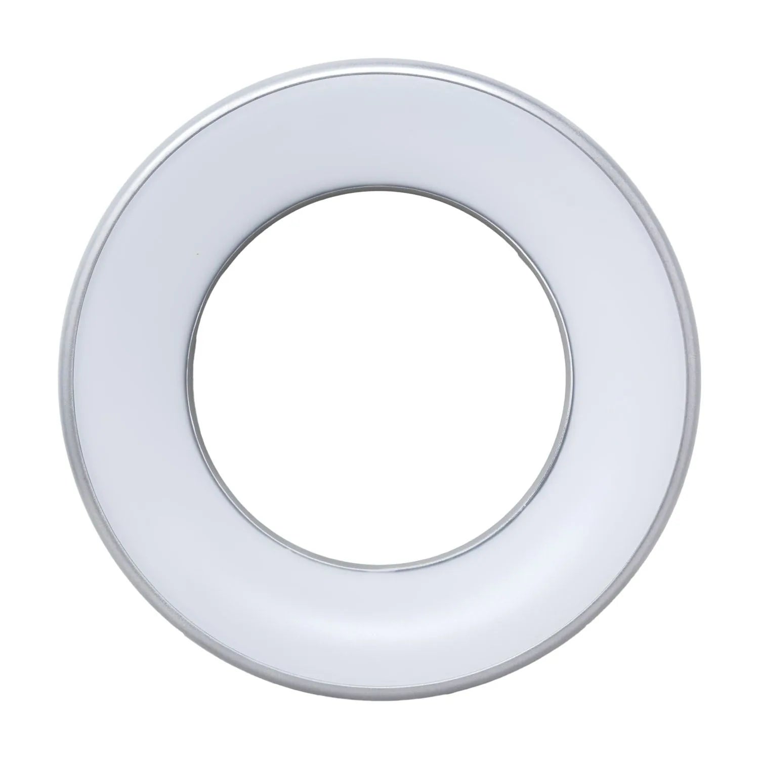 White circular LED ceiling light fixture with recessed center opening, product shot on white background.