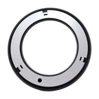Black and silver circular LED ceiling light fixture with mounting hardware visible against white background.