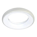 White circular LED ceiling light with oval cutout detail, viewed from above against white background.