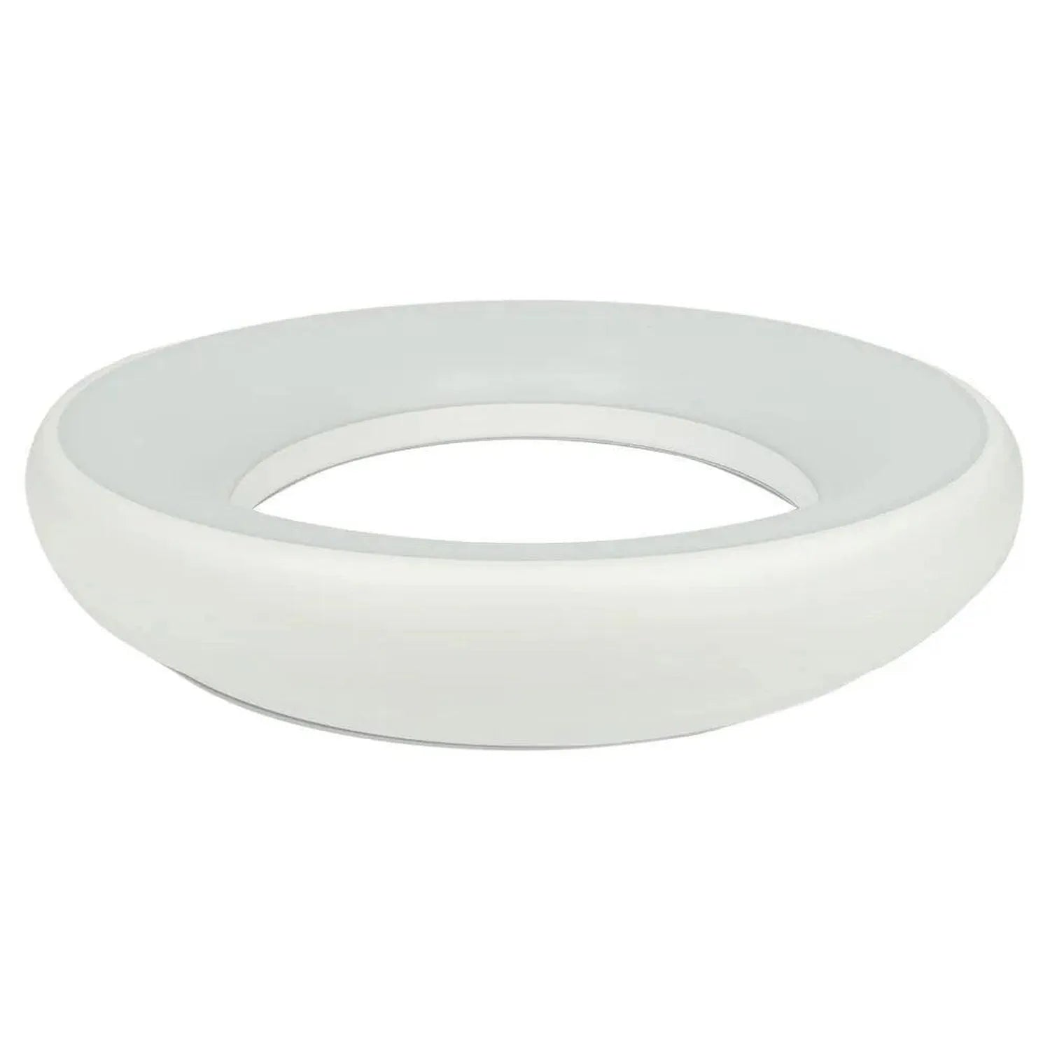 White circular LED ceiling light with recessed center ring, product shot on white background.