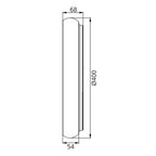 Technical dimension diagram of cylindrical LED ceiling light showing width 68mm, depth 54mm, height 400mm.