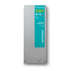 Mastervolt ChargeMaster 60 MPPT solar charge regulator with turquoise panel displaying digital readouts and control buttons.