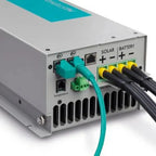Mastervolt solar charge controller showing front panel with solar and battery terminal connections, temperature sensor, and f