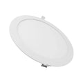White round recessed LED panel light with mounting bracket, shown at an angle against a white background.