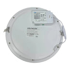 Voltacon 22W LED round recessed ceiling light, back view showing white housing, integrated driver, and power cable.
