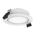 White round recessed LED downlight with dimmable controls shown against white background, product detail view.