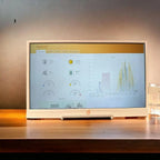 Voltacon energy monitoring display showing solar PV system dashboard with inverter, battery, and grid power metrics and live 
