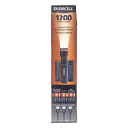 Duracell Durabeam Ultra 1200 lumens flashlight product packaging showing three black aluminum torches with included AAA batte