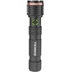 Duracell Durabeam LED torch with 1200 lumens, black aluminum body with green accent ring and textured grip.