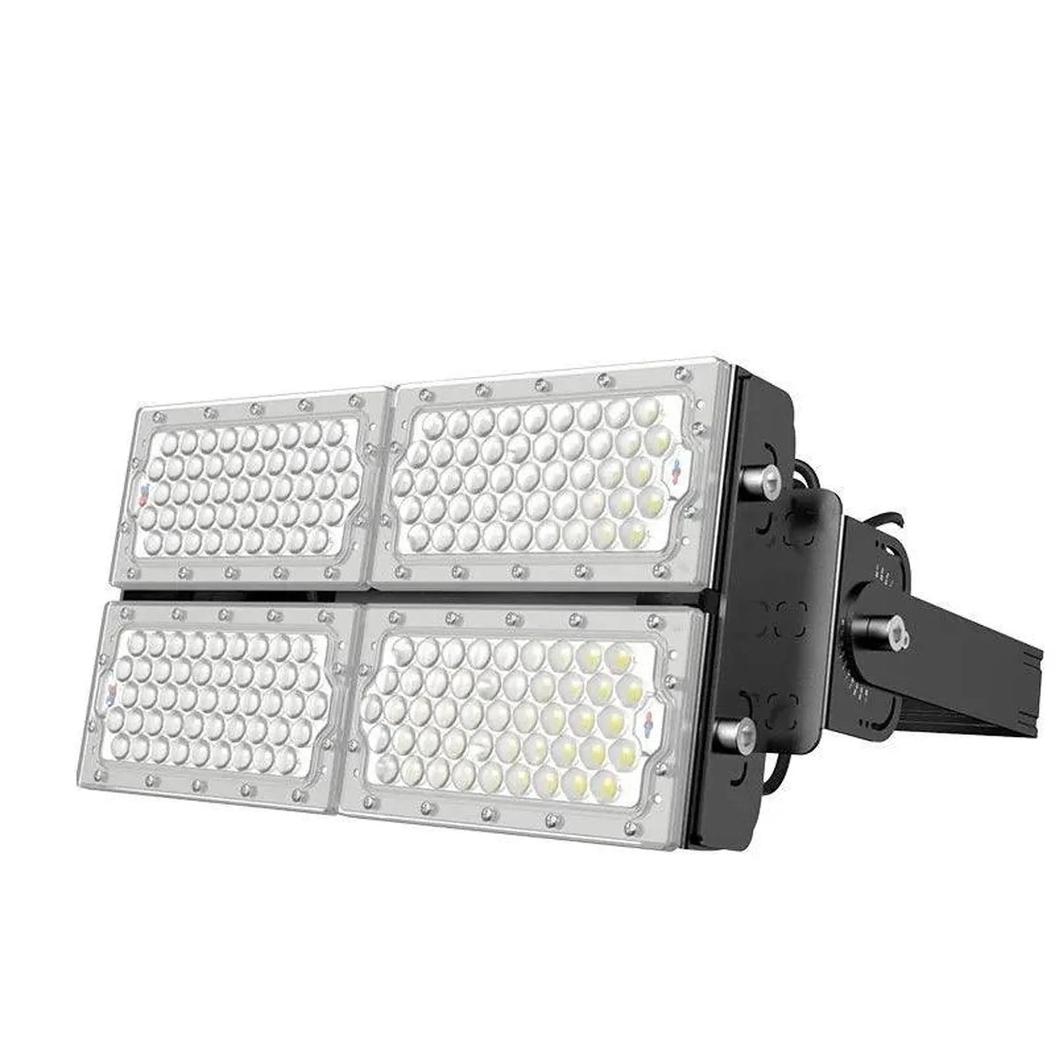 Athled 240W modular LED flood light with four rectangular panels of white LEDs mounted on black bracket against white backgro