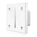 White LED touch dimmer switch with power button, brightness slider, delay-off timer set to 20 seconds, and mode button, shown