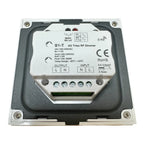 S1-T AC Triac RF dimmer switch mounted in wall plate, showing terminal connections and 2.4G wireless indicator.