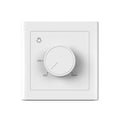 White rotary dimmer switch with sun icon, ON/OFF/MAX labels, and adjustment knob on wall plate.