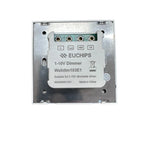 EUCHIPS Walldim103E1 1-10V dimmer control module mounted in metal wall box with four terminal connectors labeled L, Load, 10V