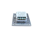 EUCHIPS 1-10V LED dimmer switch with white control module mounted on metal backing plate, showing terminal connections and co