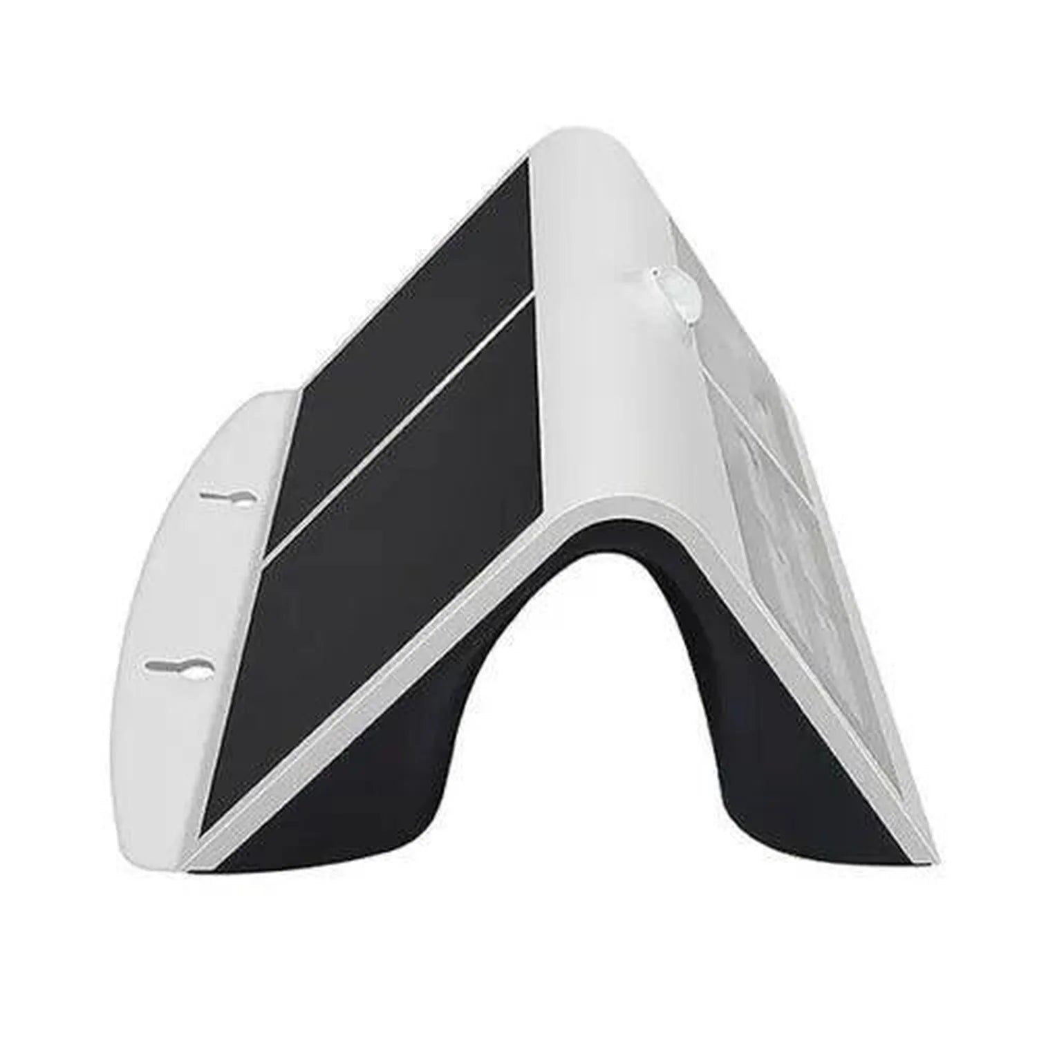 White and black solar LED wall light with angular design and motion sensor, product shot on white background.