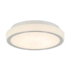 Artika Saturn round flush mount ceiling light with white acrylic diffuser and silver trim ring against white background.