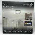 Artika Saturn LED ceiling light fixture product packaging box displaying tunable white technology with 3 adjustable color tem