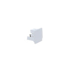 White plastic end cap connector for LED track rail system, shown isolated against white background.