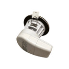 White and black fire-rated LED downlight with suction cup mount and visible internal components, product shot on white backgr