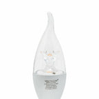 Voltacon 5.5W dimmable LED candle bulb with clear dome and warm white light, product shot on white background.