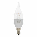 Voltacon 5.5W dimmable LED candle bulb with clear dome and E14 base, warm white 2700K light.