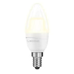 LEDON LED candle bulb with warm white light, E14 screw base, against white background.