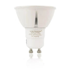 Voltacon LED spot light bulb with GU10 base, white reflector cup, and metal contacts shown against white background.