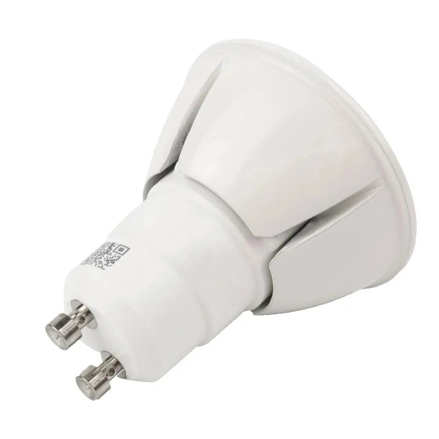 White GU10 LED bulb with wide reflector shown against white background, product alone view.