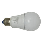 White LED bulb with E27 screw base and certification markings visible on the lower portion.